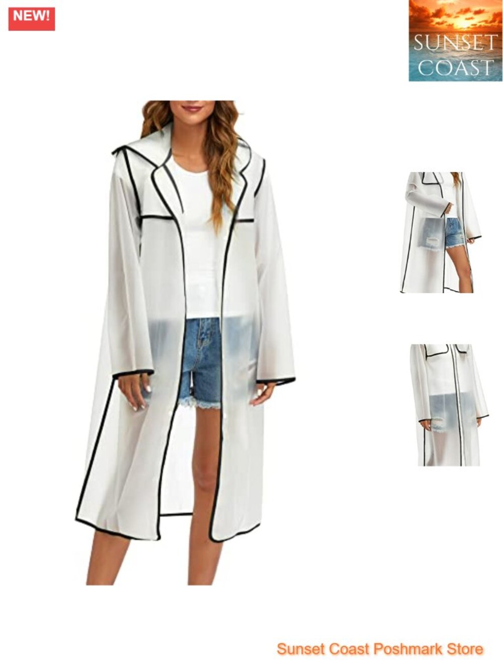 Reusable EVA Rain Ponchos with Hood for Adults - Waterproof Packable Raincoat